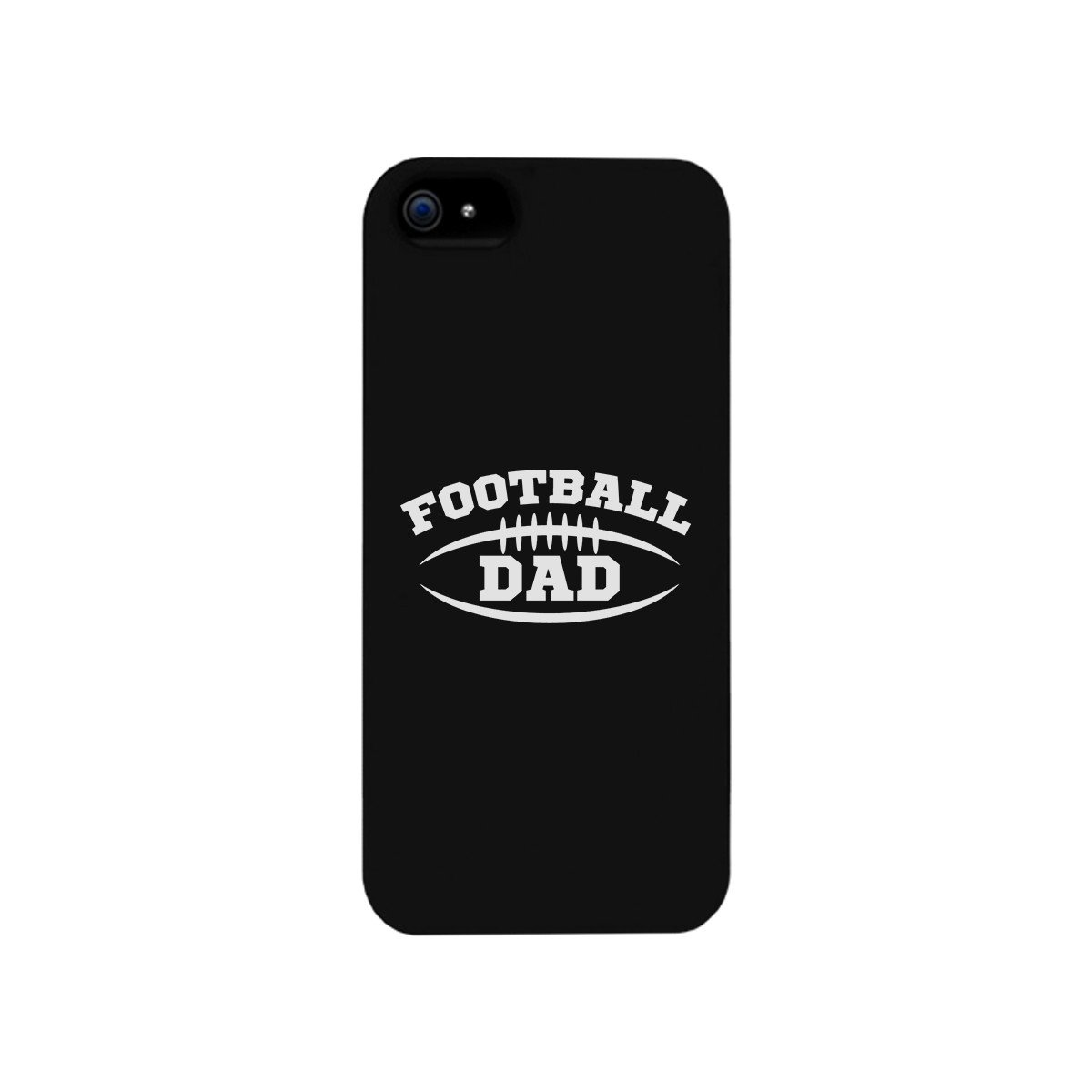 Football Dad Black Phone Case featuring a unique football design, made of durable hard plastic with a rubberized grip for protection.