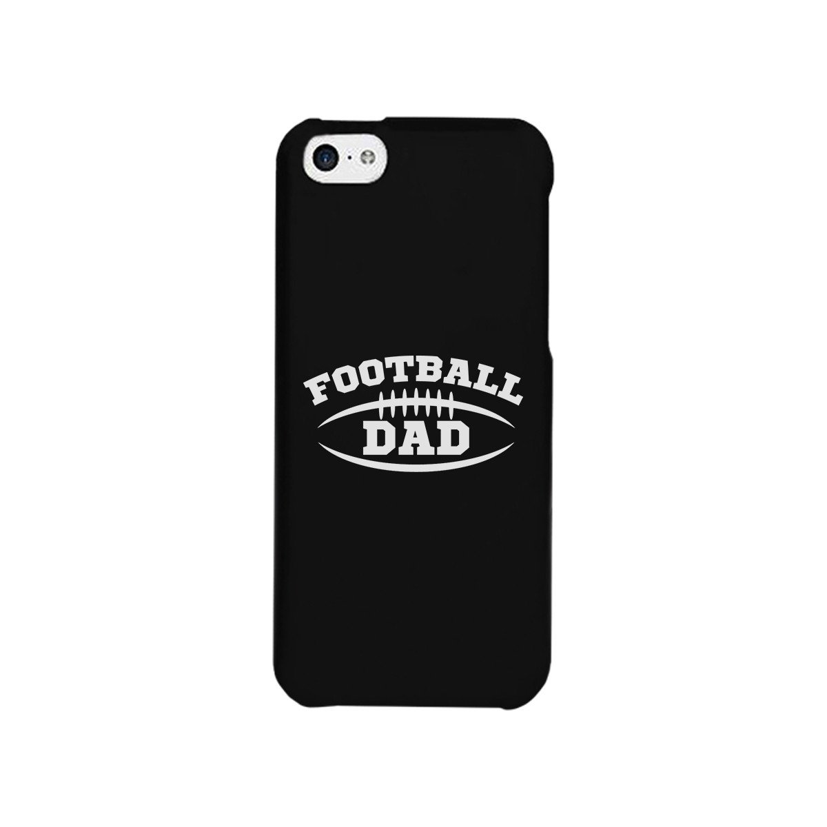 Football Dad Black Phone Case featuring a unique football design, made of durable hard plastic with a rubberized grip for protection.