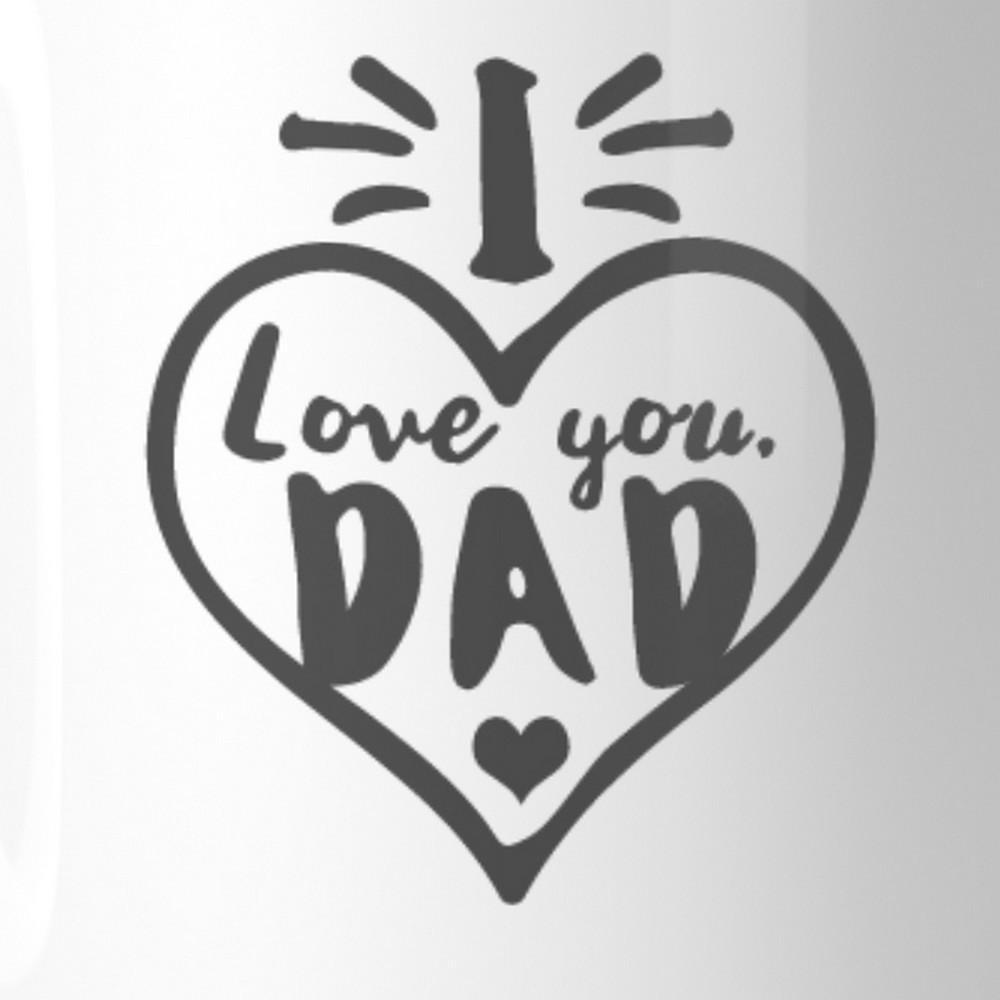 I Love You Dad Heart Ceramic Mug featuring a heart design, perfect for Father's Day gifts, shown against a neutral background.