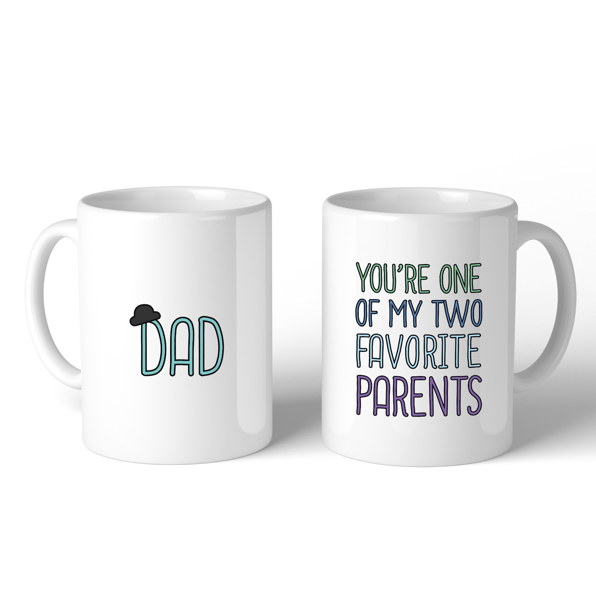 Two Favorite Parents Coffee Mug designed for Father's Day, featuring a unique design printed on both sides, made of durable ceramic.