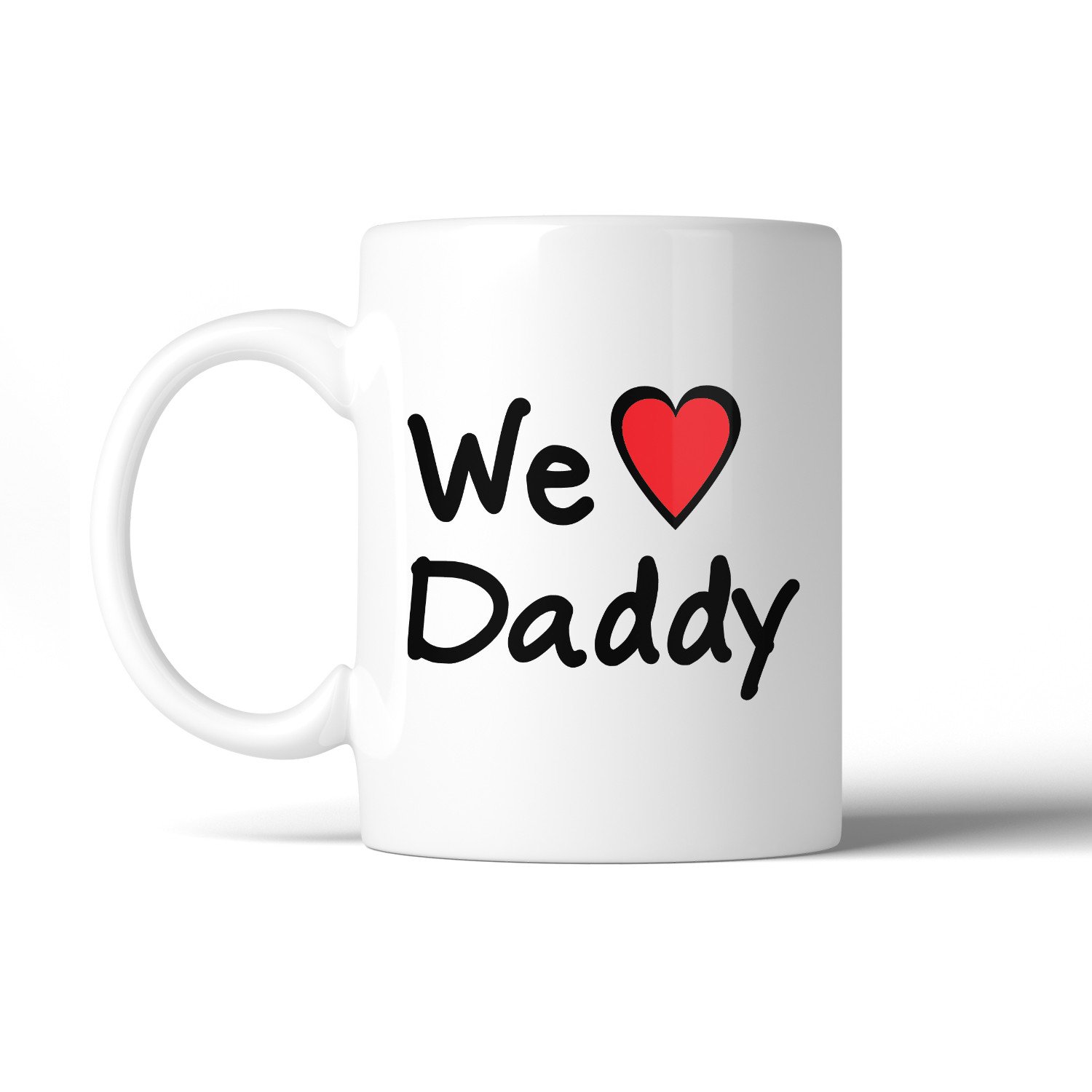 We Love Dad White Cute Design Ceramic Mug featuring a charming design, perfect for Father's Day gifts.