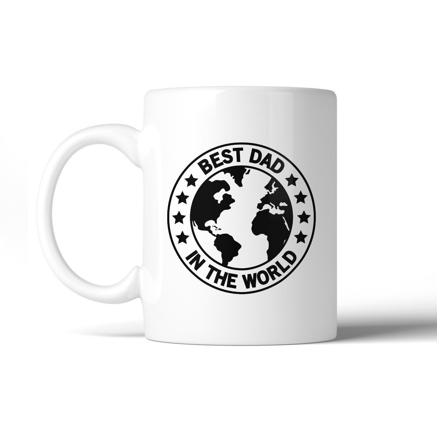 World Best Dad White Unique Design 11oz Ceramic mug featuring a heartfelt message, perfect for Father's Day gifts.