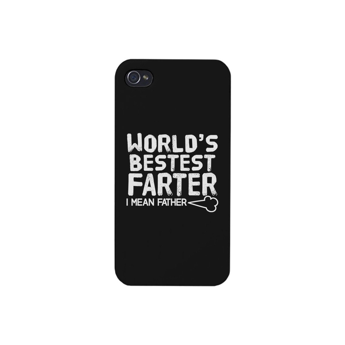 World's Bestest Farter Black Phone Case featuring humorous text design, durable hard plastic, and rubberized grip for protection.