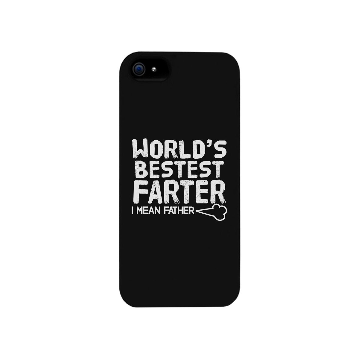 World's Bestest Farter Black Phone Case featuring humorous text design, durable hard plastic, and rubberized grip for protection.