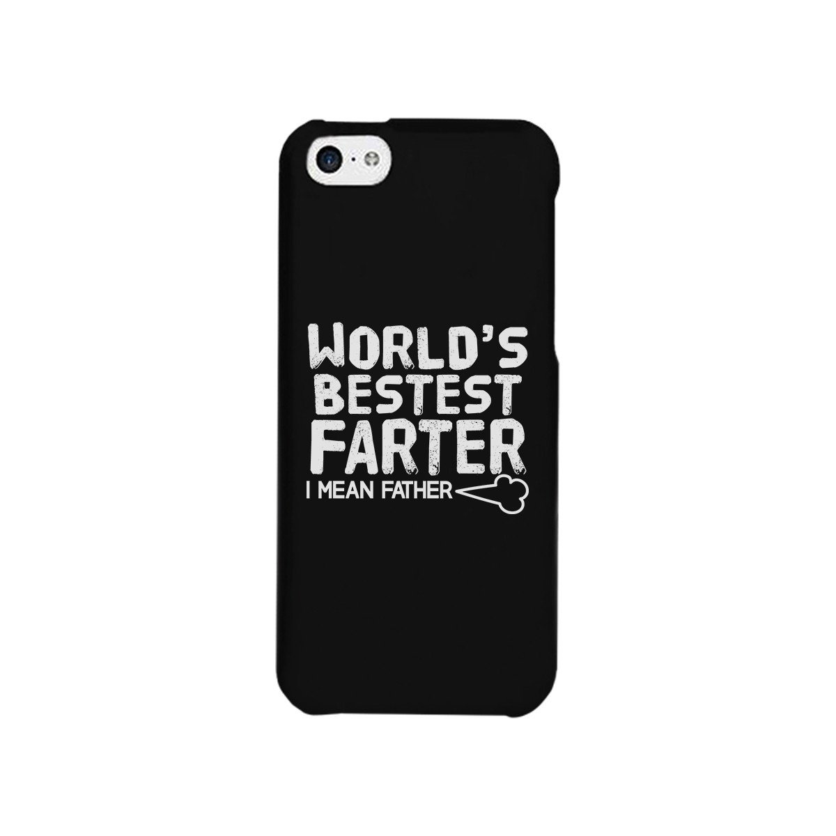 World's Bestest Farter Black Phone Case featuring humorous text design, durable hard plastic, and rubberized grip for protection.