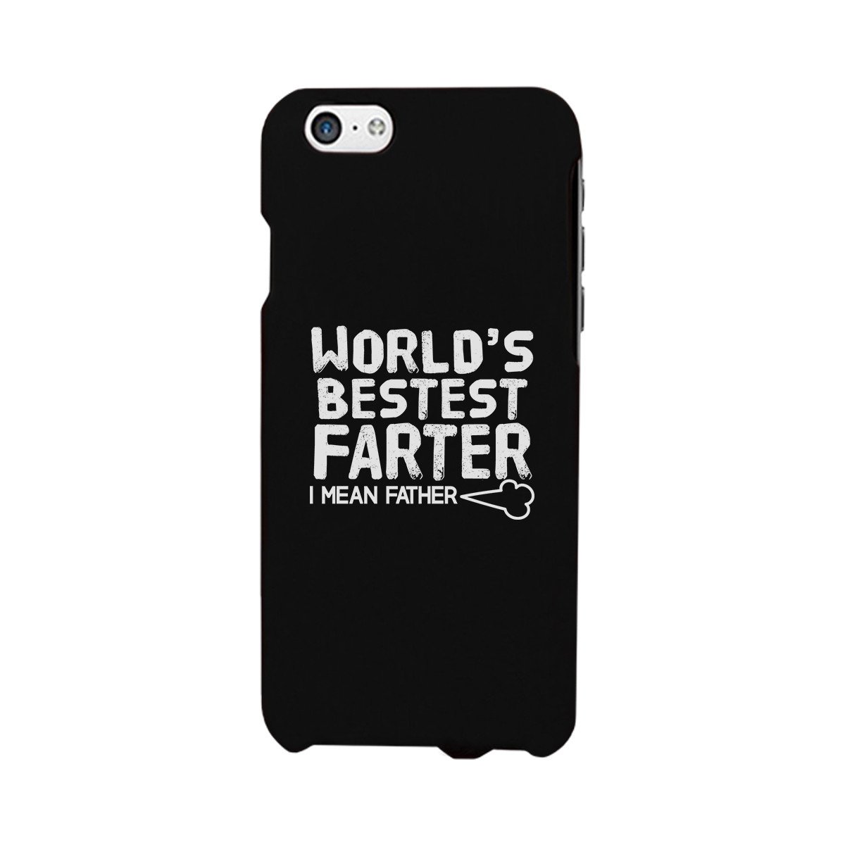 World's Bestest Farter Black Phone Case featuring humorous text design, durable hard plastic, and rubberized grip for protection.