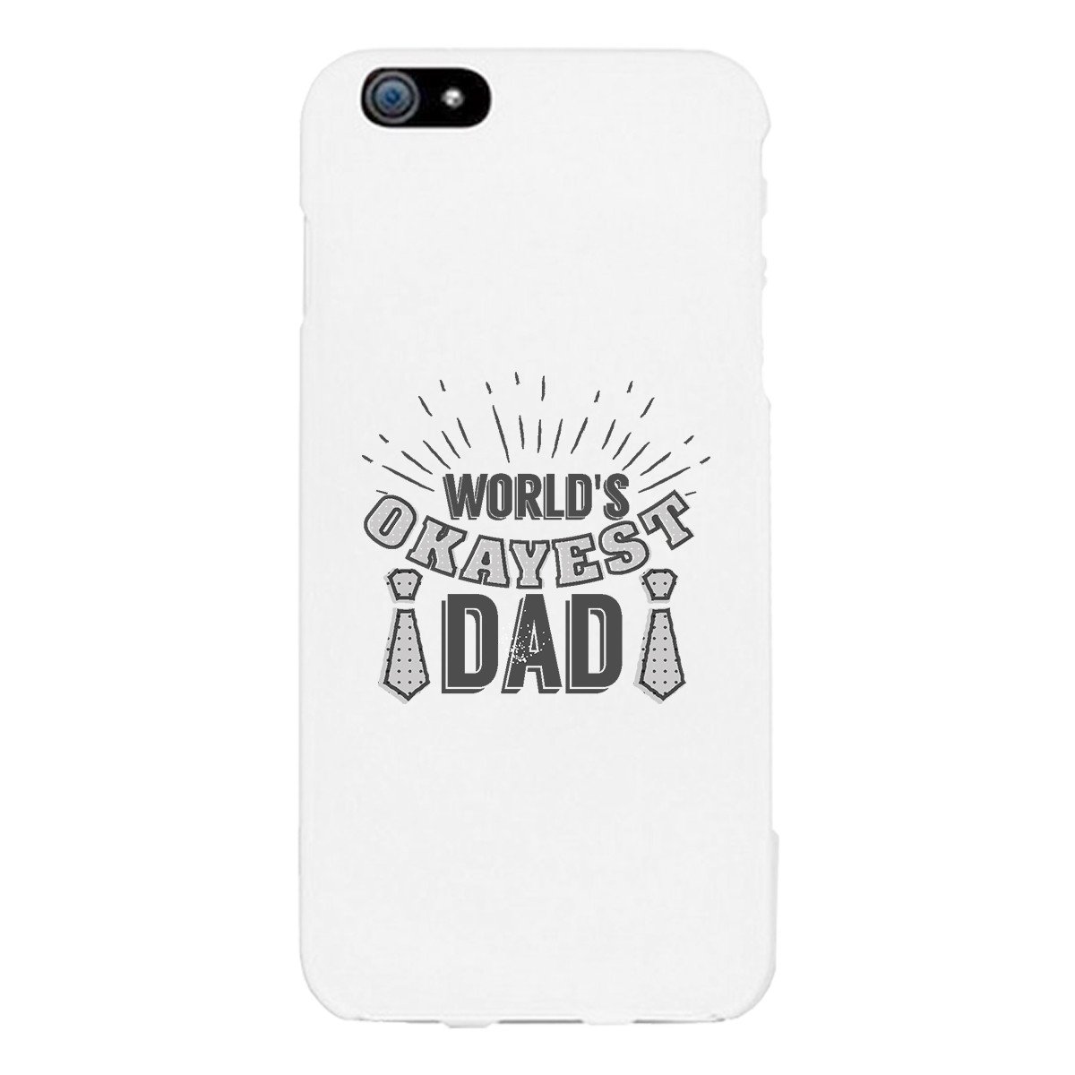 World's Okayest Dad White Phone Case featuring a humorous design, made of durable hard plastic with a rubberized grip for enhanced handling.