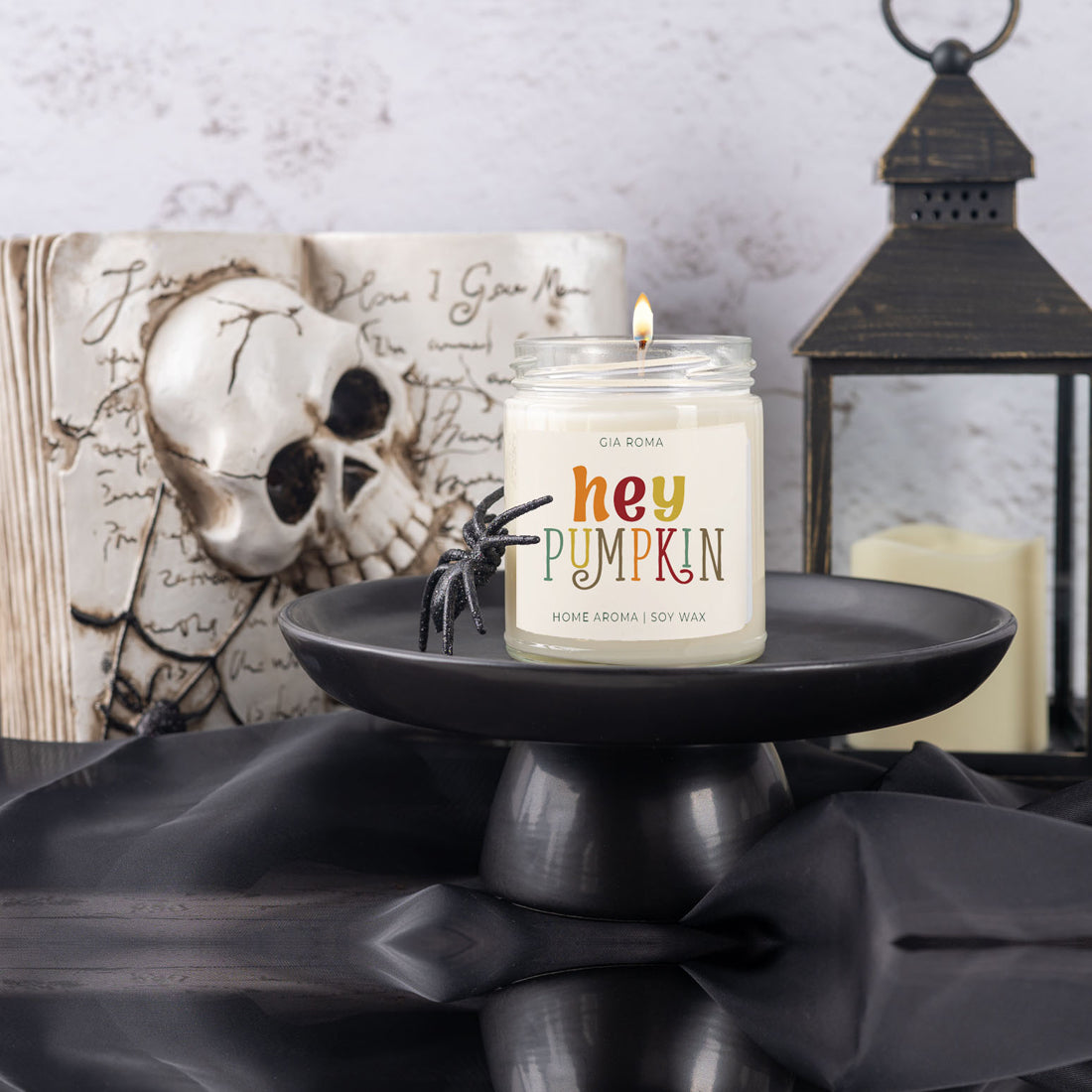 Baked Pumpkin Candle with a gold lid, showcasing a warm pumpkin pie scent and a cozy autumn ambiance.