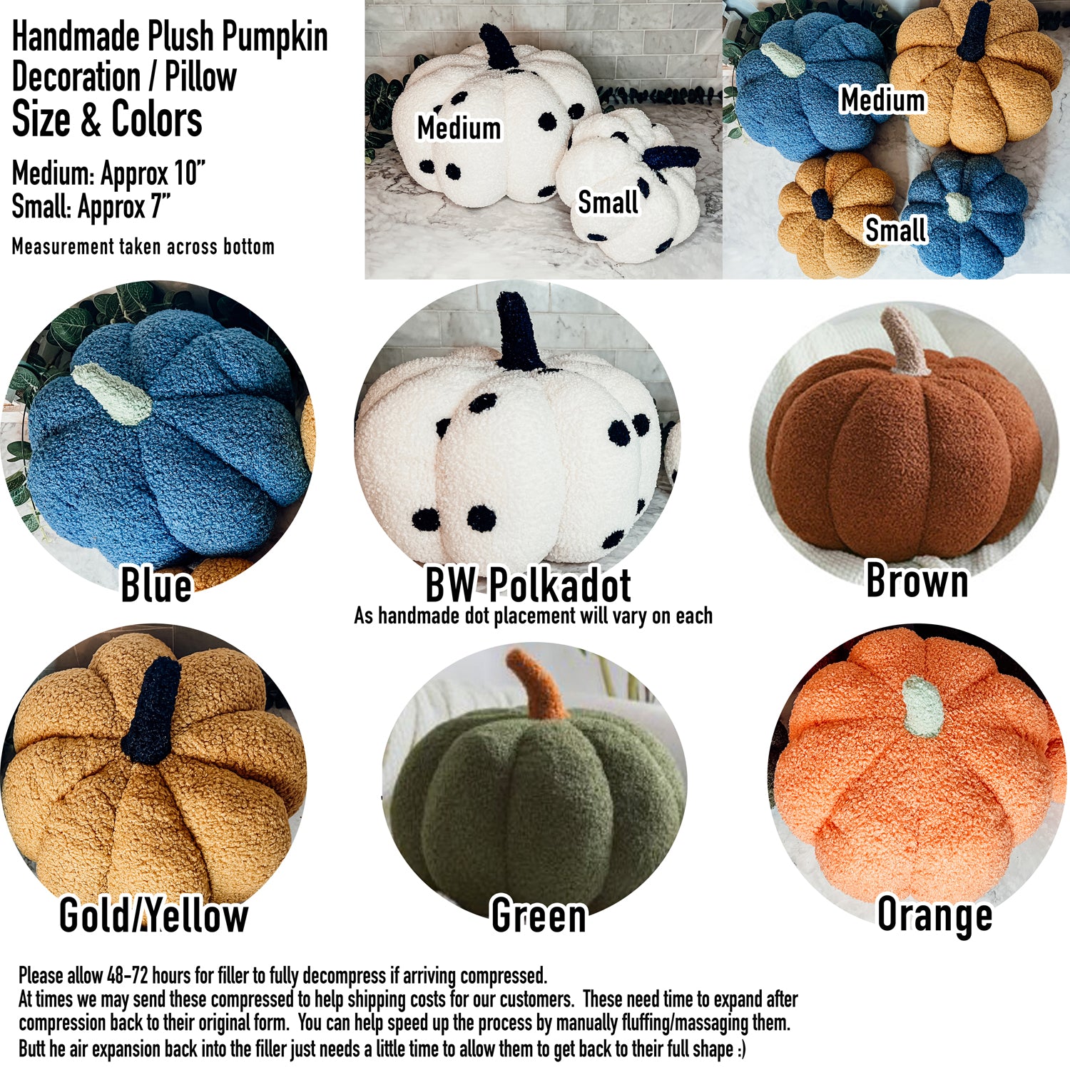 A plush Blair Pumpkin II in vibrant colors, showcasing its soft teddy velvet fabric and charming design, perfect for fall decor.