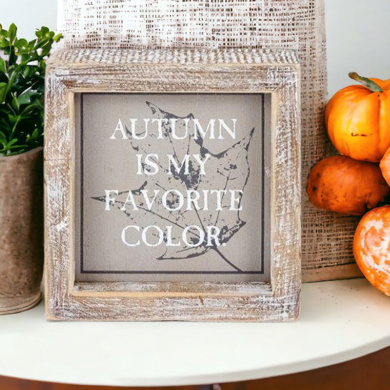 Creep + Autumn double-sided wooden sign featuring 'Creep it real' and 'Autumn is my favorite color' designs, perfect for seasonal decor.