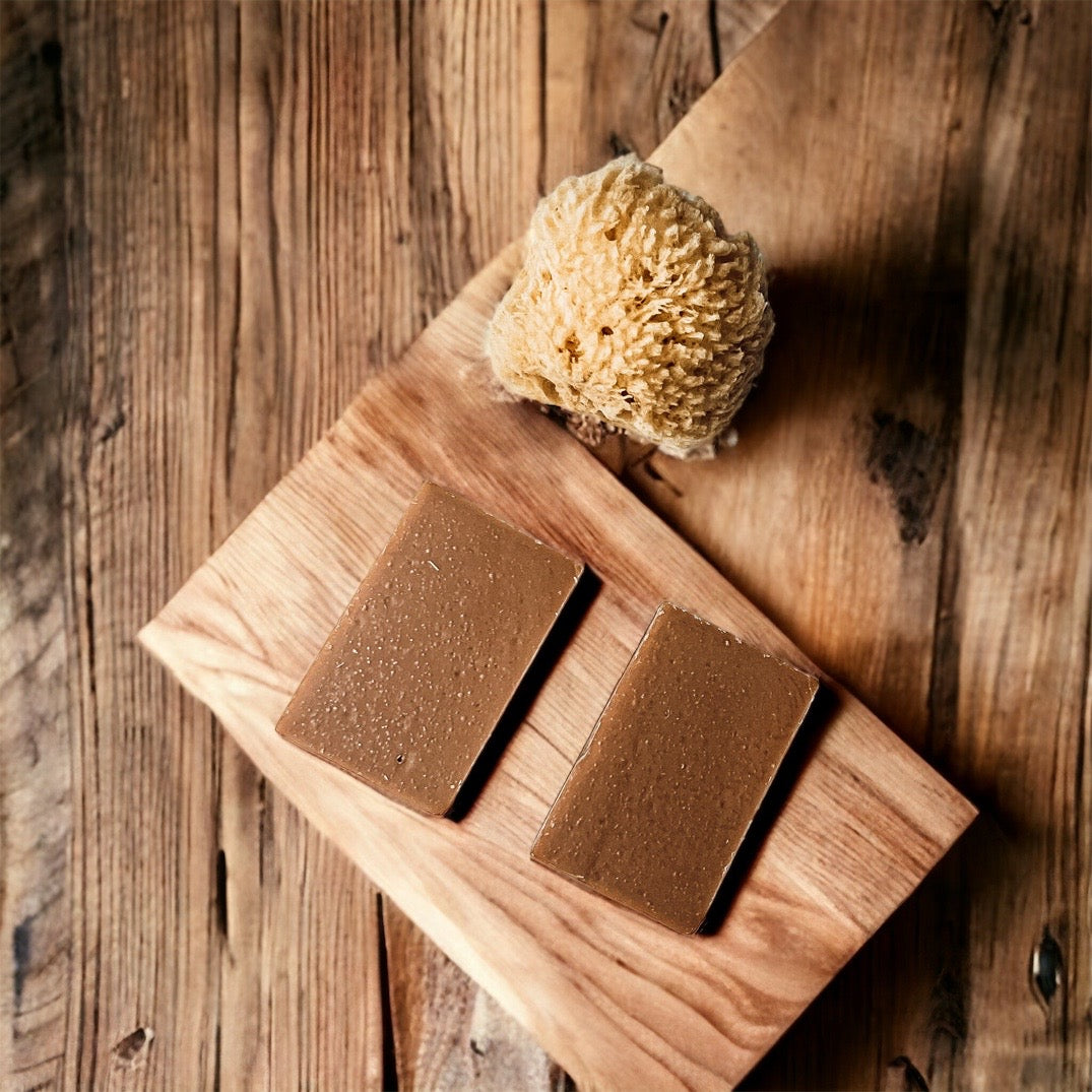 A handcrafted bar of Fall Pumpkin Spice soap featuring warm autumn colors and a rich, inviting fragrance, perfect for seasonal skincare.