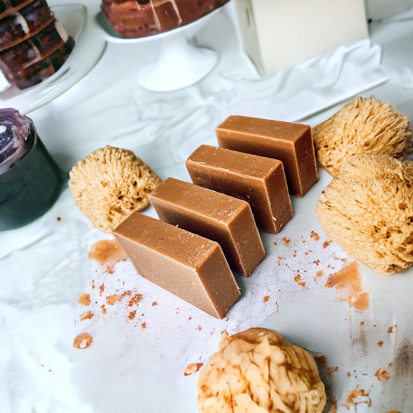 A handcrafted bar of Fall Pumpkin Spice soap featuring warm autumn colors and a rich, inviting fragrance, perfect for seasonal skincare.