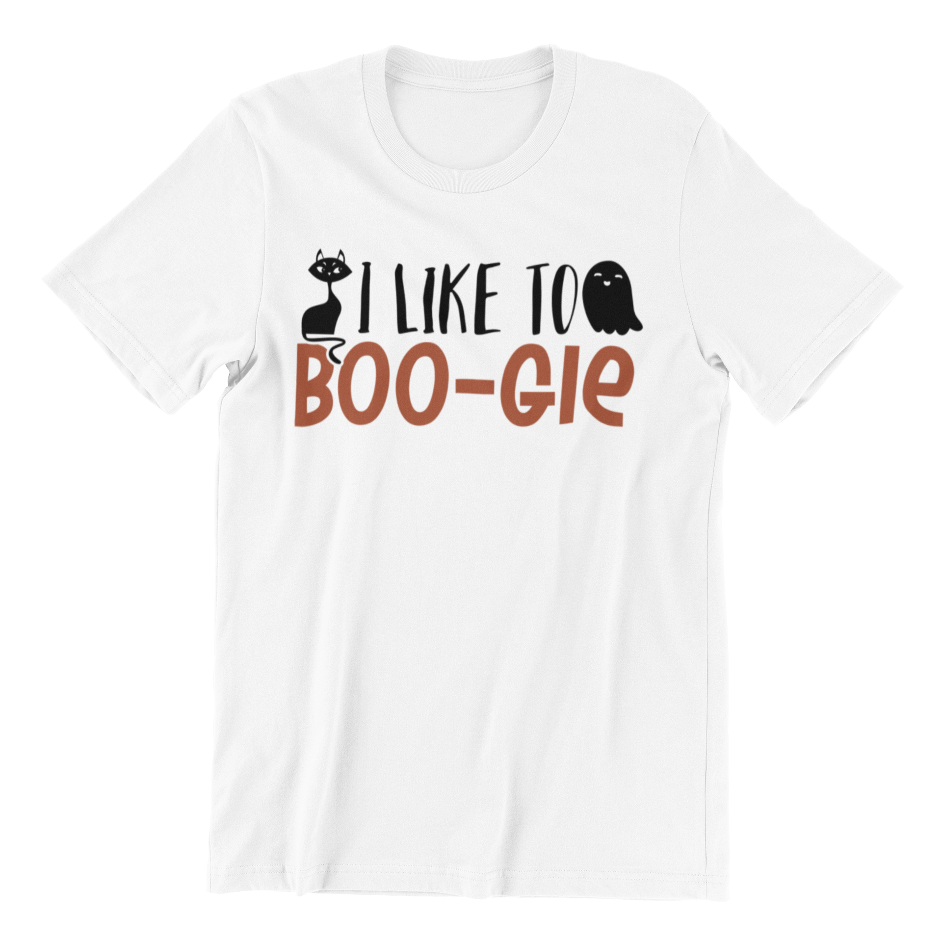 I Like To Boo-gie Shirt featuring a fun dance-themed design on a Gildan unisex shirt, made from 100% preshrunk cotton.