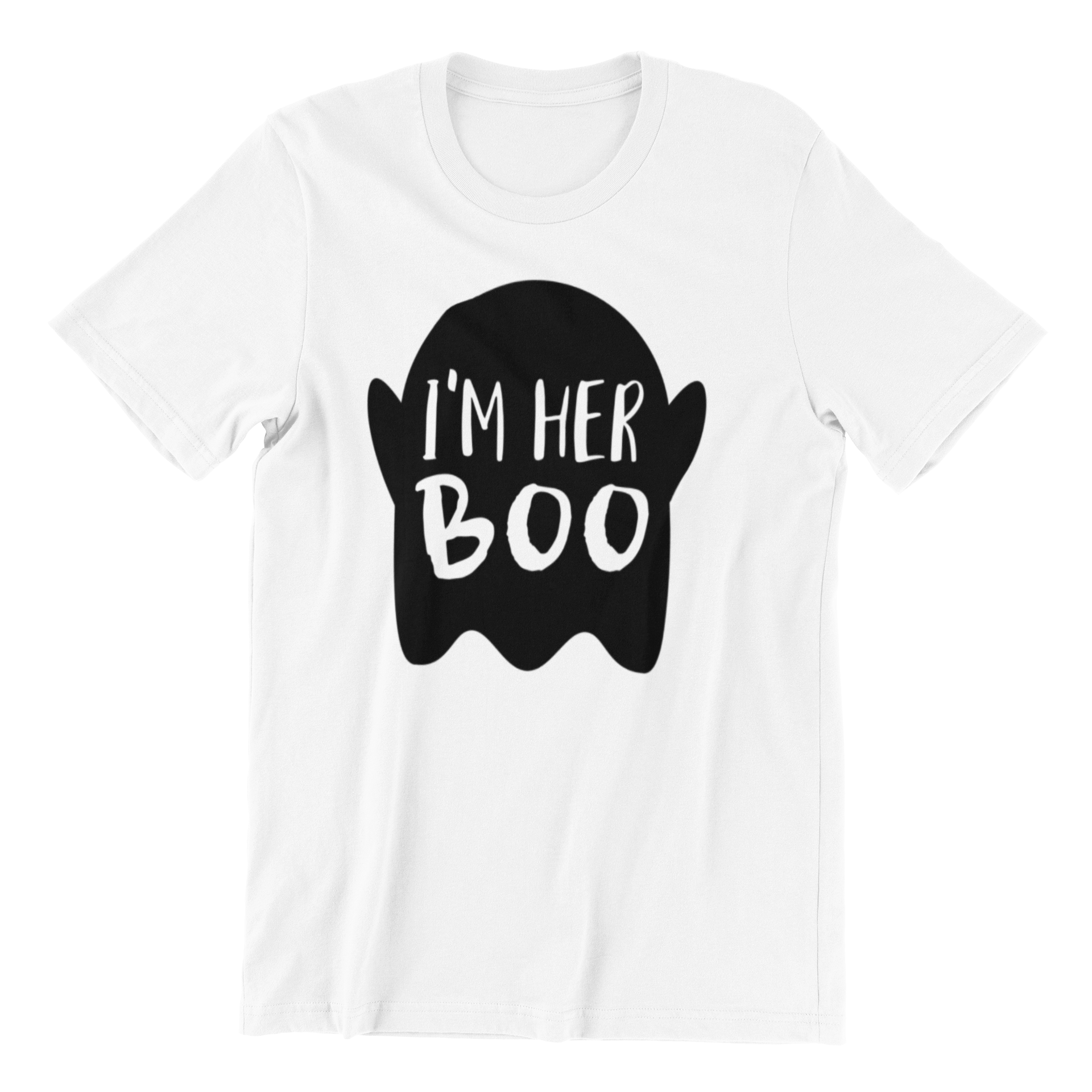 I'm Her Boo Shirt displayed on a hanger, showcasing its classic fit and soft cotton fabric, perfect for couples.