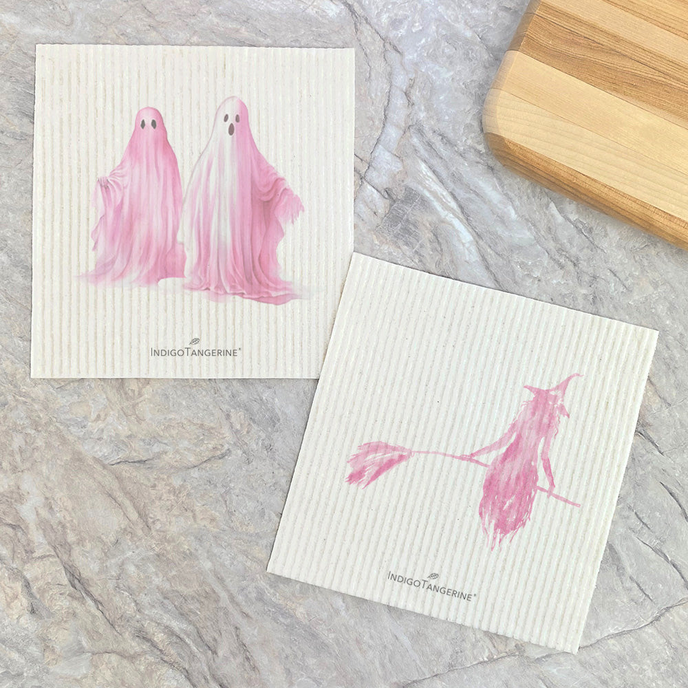 Main Pink Ghosts, Witch 2pk - Swedish Dish Cloth image