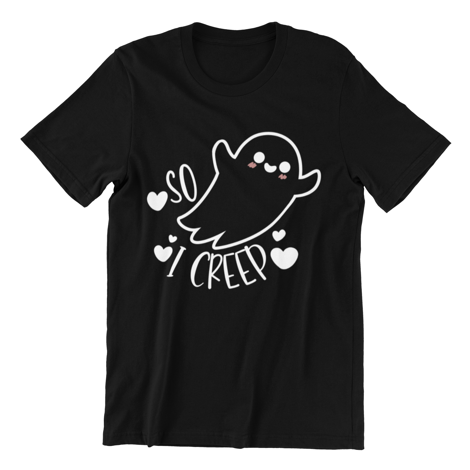 So I Creep Unisex Shirt featuring a spooky design, made from 100% preshrunk cotton, available in various sizes.