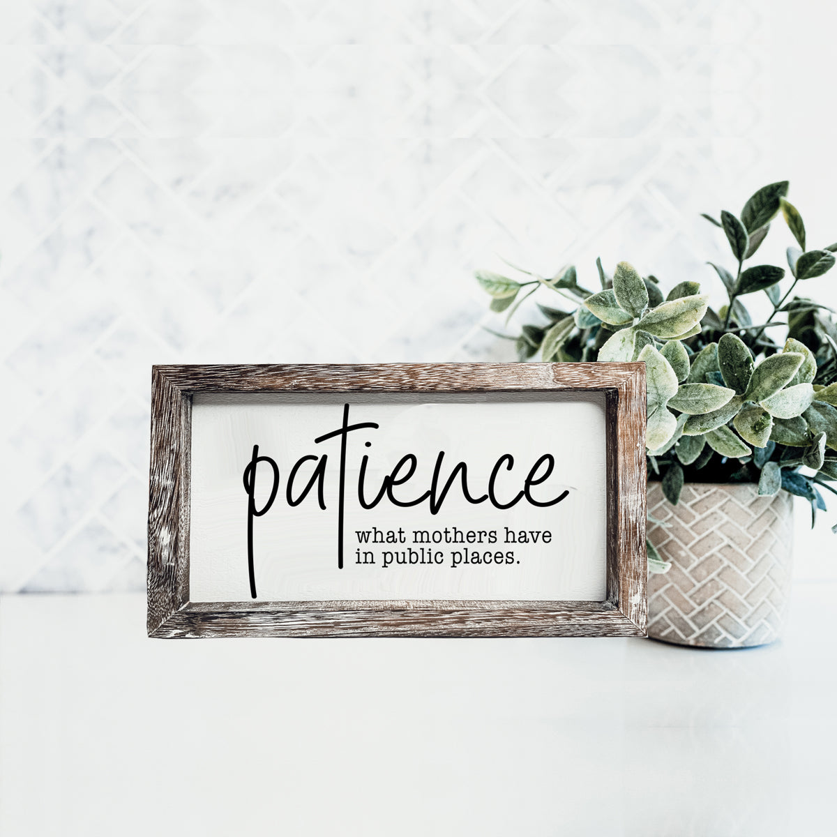 A humorous wooden Patience Sign featuring a witty message, crafted from durable Paulownia wood, perfect for mothers.