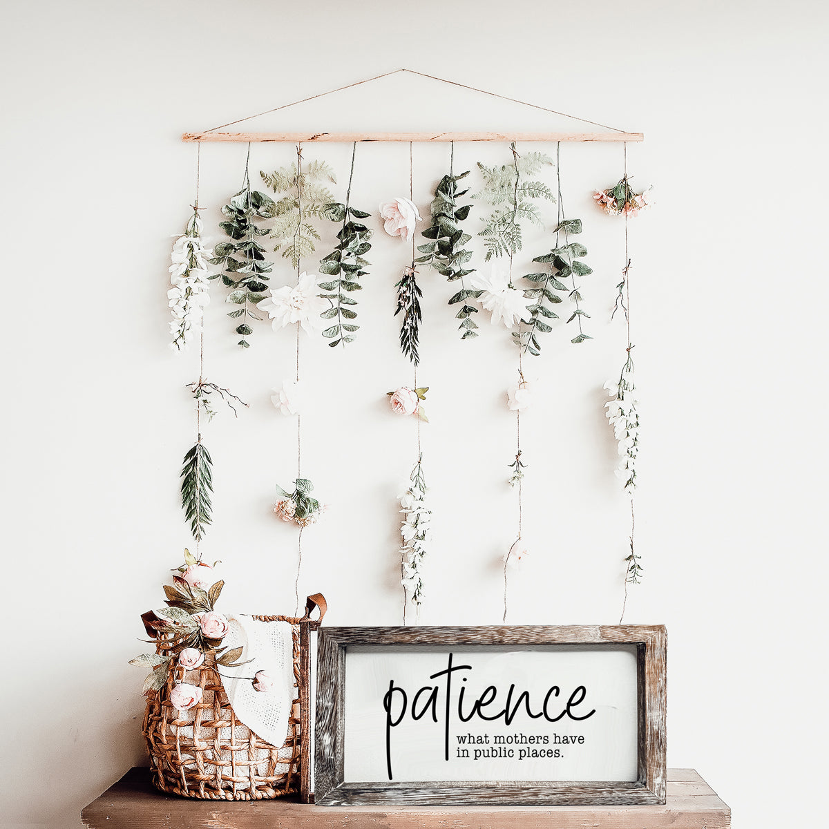 A humorous wooden Patience Sign featuring a witty message, crafted from durable Paulownia wood, perfect for mothers.