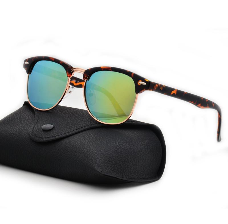 A pair of Excellent Quality Fashion Designer Sunglasses with a semi-rimless design, showcasing a stylish plastic frame and polarized resin lenses, perfect for sun protection.