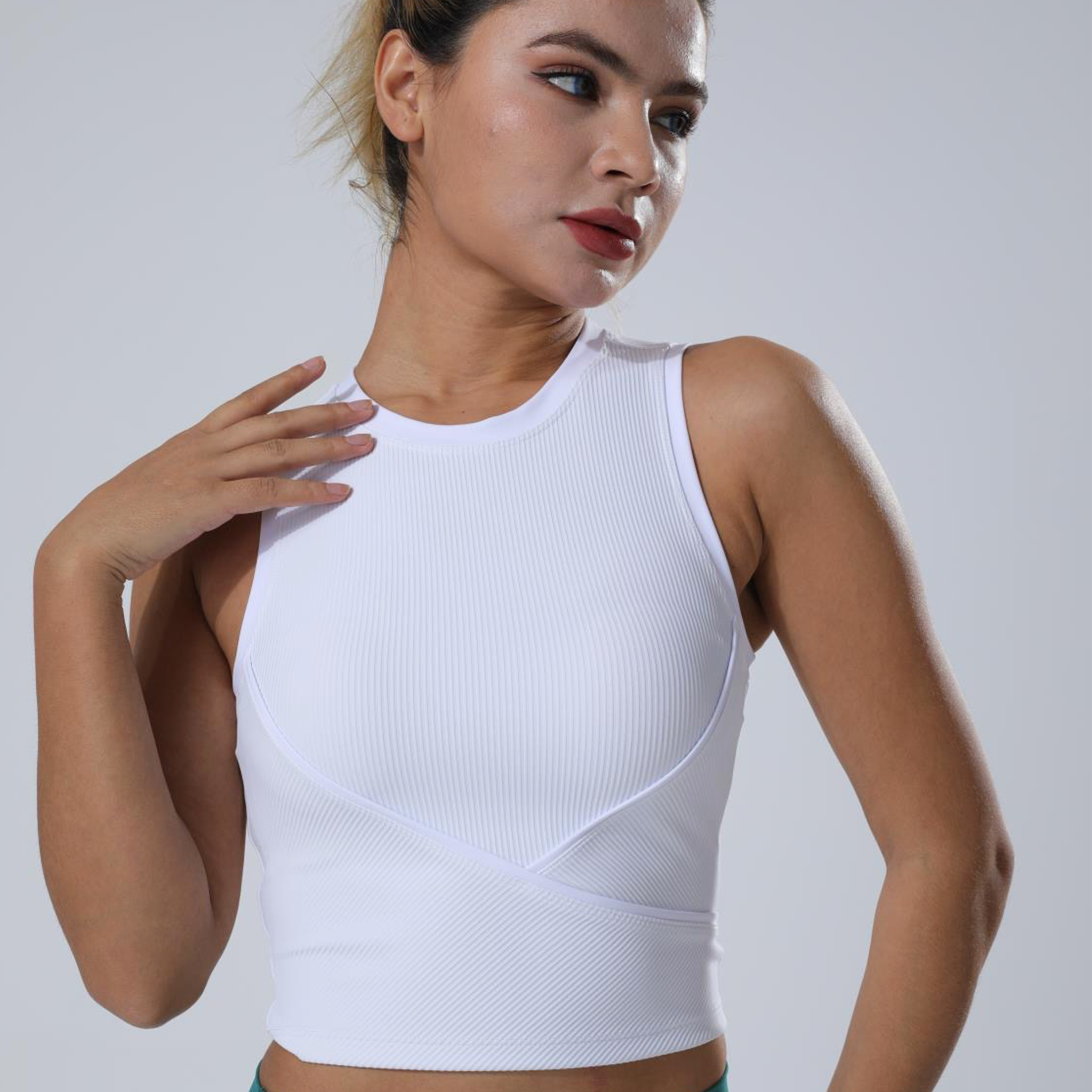 HauteD DK LJ Crop Tank in luxurious Modal fabric, showcasing a stylish crop design suitable for athletic and casual wear.