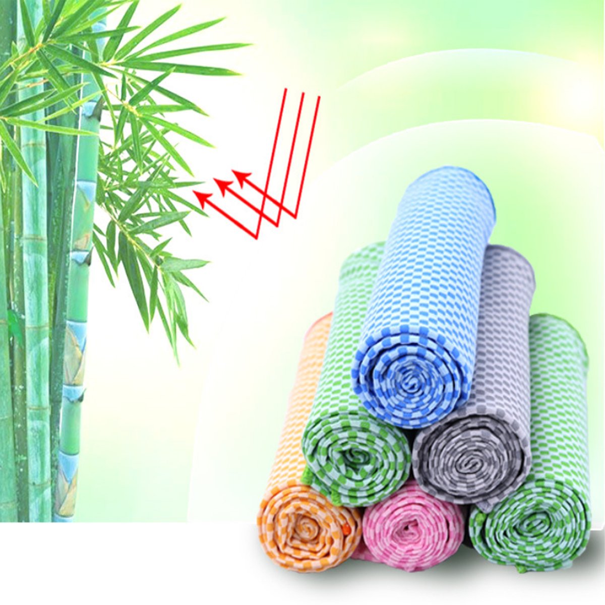 Natura Super Cool Bamboo Towel In A Bottle - 2 PK, featuring two lightweight towels in a portable bottle with a carabiner hook, ideal for cooling and UV protection.