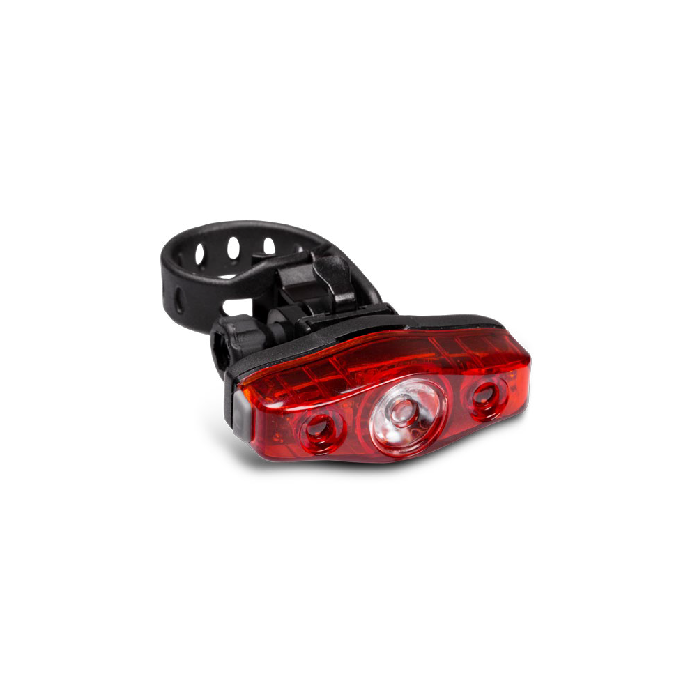 Camelion S207R Battery Operated Rear LED Bicycle Safety Light with adjustable strap and bright red LEDs.