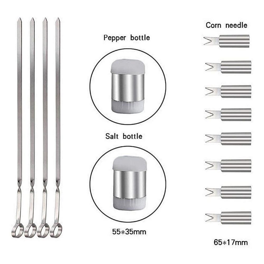 25-piece stainless steel barbecue grilling tools set including various utensils and a storage bag, perfect for outdoor cooking.