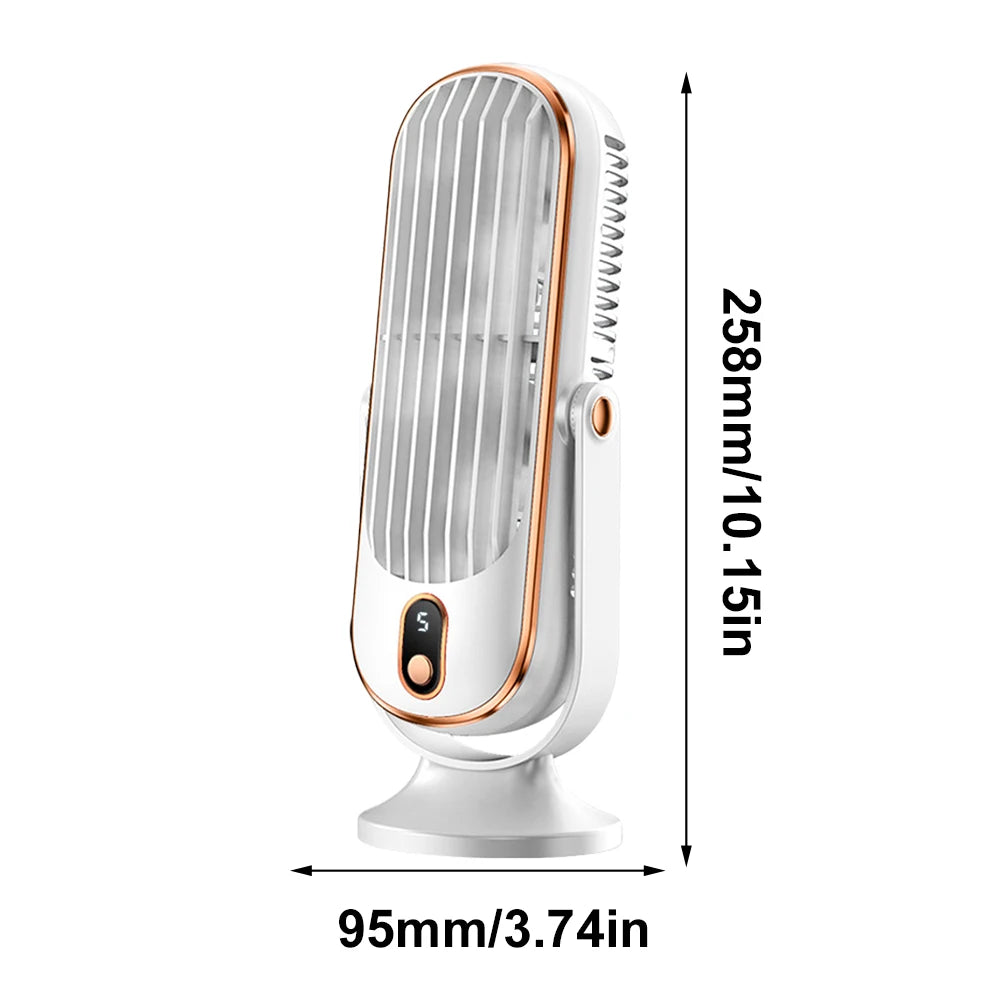 USB rechargeable air cooling fan with 5 speeds and bladeless design, perfect for home and office use.