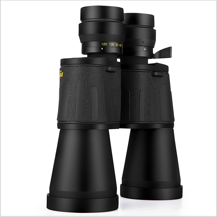 Black 120x80 High Power Telescope with adjustable zoom, showcasing its sleek design and powerful optics for stargazing and wildlife observation.