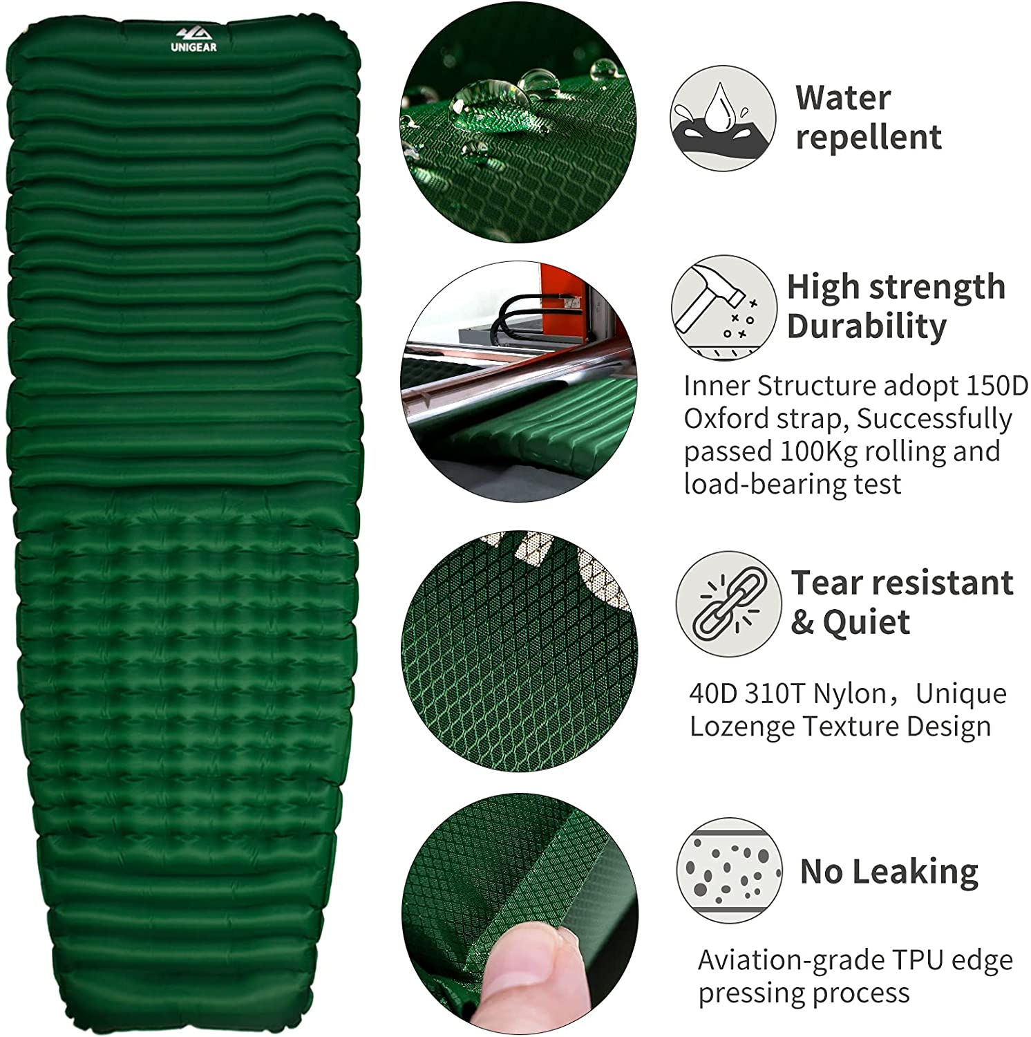 Camfy P3 Air Sleeping Pad showcasing its ergonomic design, durable material, and compact size, ideal for outdoor adventures.