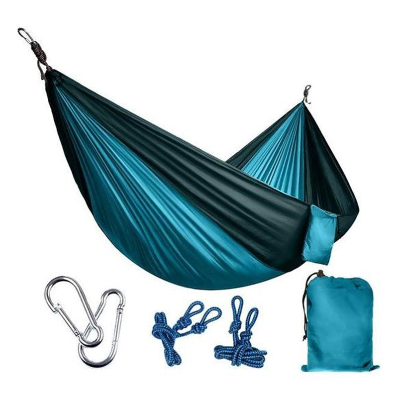 High Quality Portable Nylon Outdoor Backpacking Hammock in vibrant colors, showcasing its durable 210T nylon fabric and spacious design, ideal for outdoor relaxation.