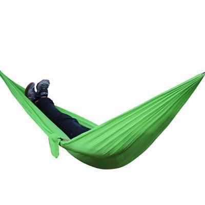 High Quality Portable Nylon Outdoor Backpacking Hammock in vibrant colors, showcasing its durable 210T nylon fabric and spacious design, ideal for outdoor relaxation.