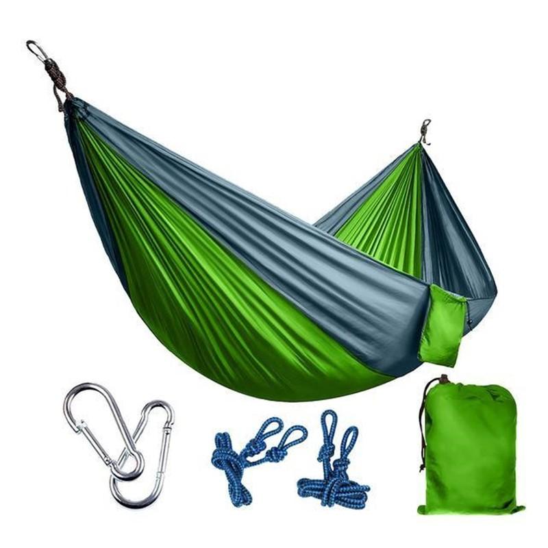 High Quality Portable Nylon Outdoor Backpacking Hammock in vibrant colors, showcasing its durable 210T nylon fabric and spacious design, ideal for outdoor relaxation.