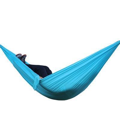 High Quality Portable Nylon Outdoor Backpacking Hammock in vibrant colors, showcasing its durable 210T nylon fabric and spacious design, ideal for outdoor relaxation.