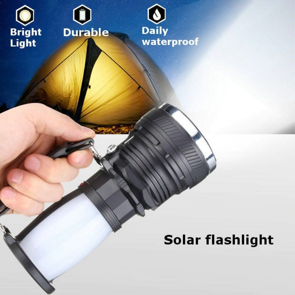 Multi Function Camping Light with three lighting modes, waterproof design, and solar charging capability, ideal for outdoor adventures.