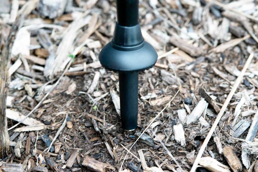 A set of four 37 mm trekking pole mud and snow baskets, designed for enhanced stability in challenging terrains, featuring a threaded tip for easy installation.