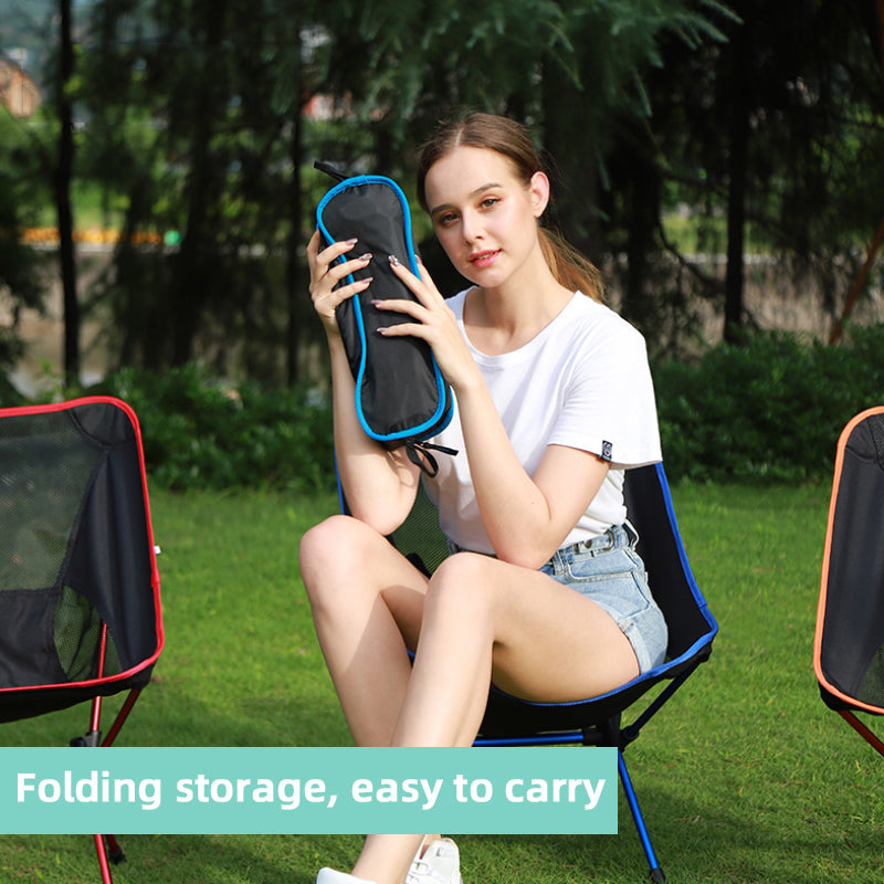 Ultralight Outdoor Folding Camping Chair in a natural setting, showcasing its lightweight design and durable fabric.