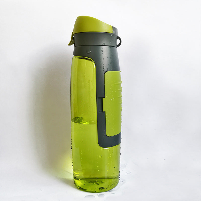 A sleek water bottle designed to look like a regular bottle, featuring a hidden compartment for storing valuables securely.