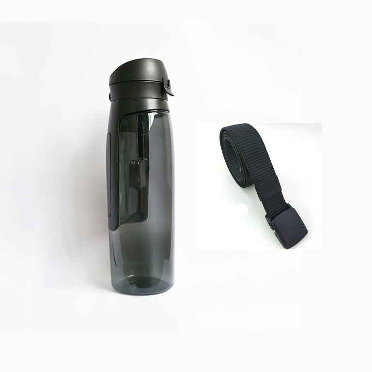 A sleek water bottle designed to look like a regular bottle, featuring a hidden compartment for storing valuables securely.