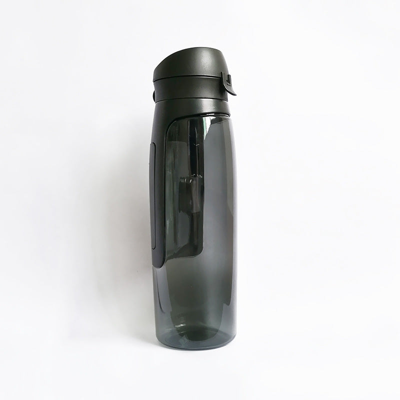 A sleek water bottle designed to look like a regular bottle, featuring a hidden compartment for storing valuables securely.