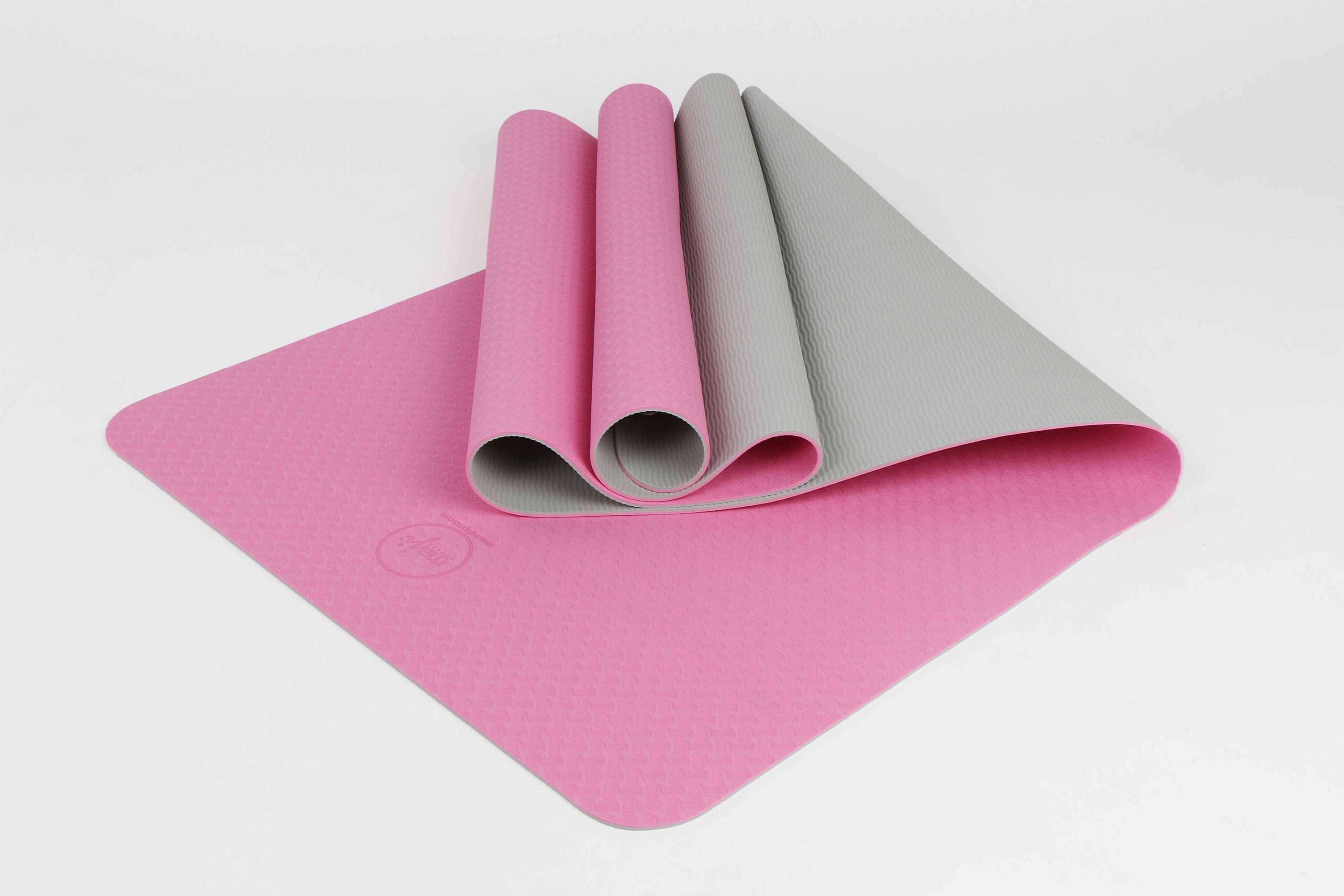 2-Tone TPE Premium Yoga Mat featuring an embossed pattern in vibrant colors, ideal for yoga and Pilates, showcasing its non-slip surface and eco-friendly material.