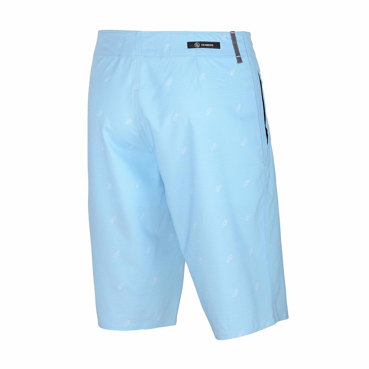 A pair of 301 Fit Standard Fit Board Shorts showcasing a relaxed cut, tapered legs, and zippered pockets, designed for comfort and performance in water activities.