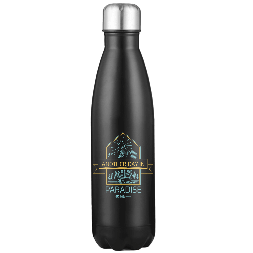 Another Day In Paradise Stainless Steel Water Bottle with a sleek design and UV printed graphics, perfect for keeping drinks hot or cold.