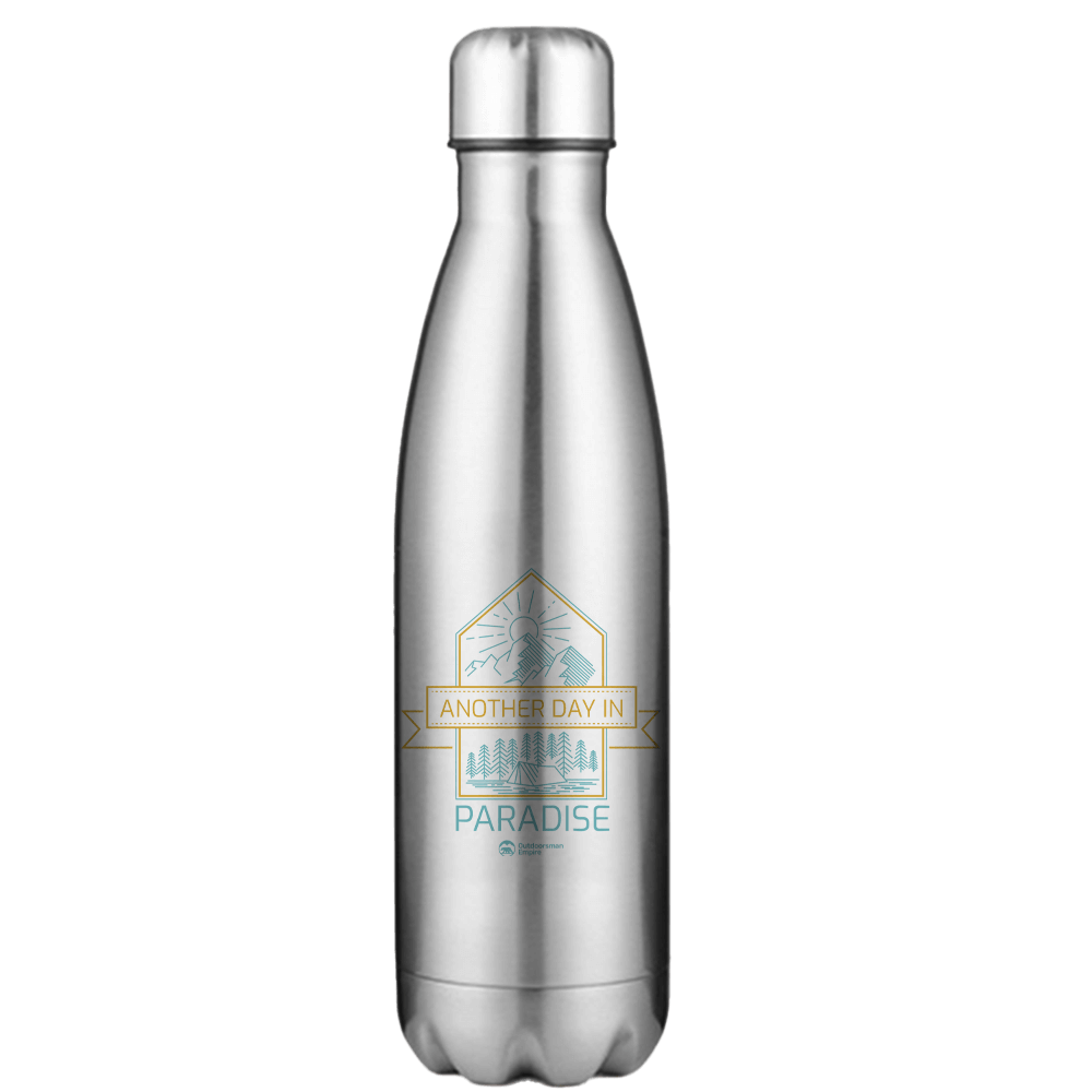 Another Day In Paradise Stainless Steel Water Bottle with a sleek design and UV printed graphics, perfect for keeping drinks hot or cold.