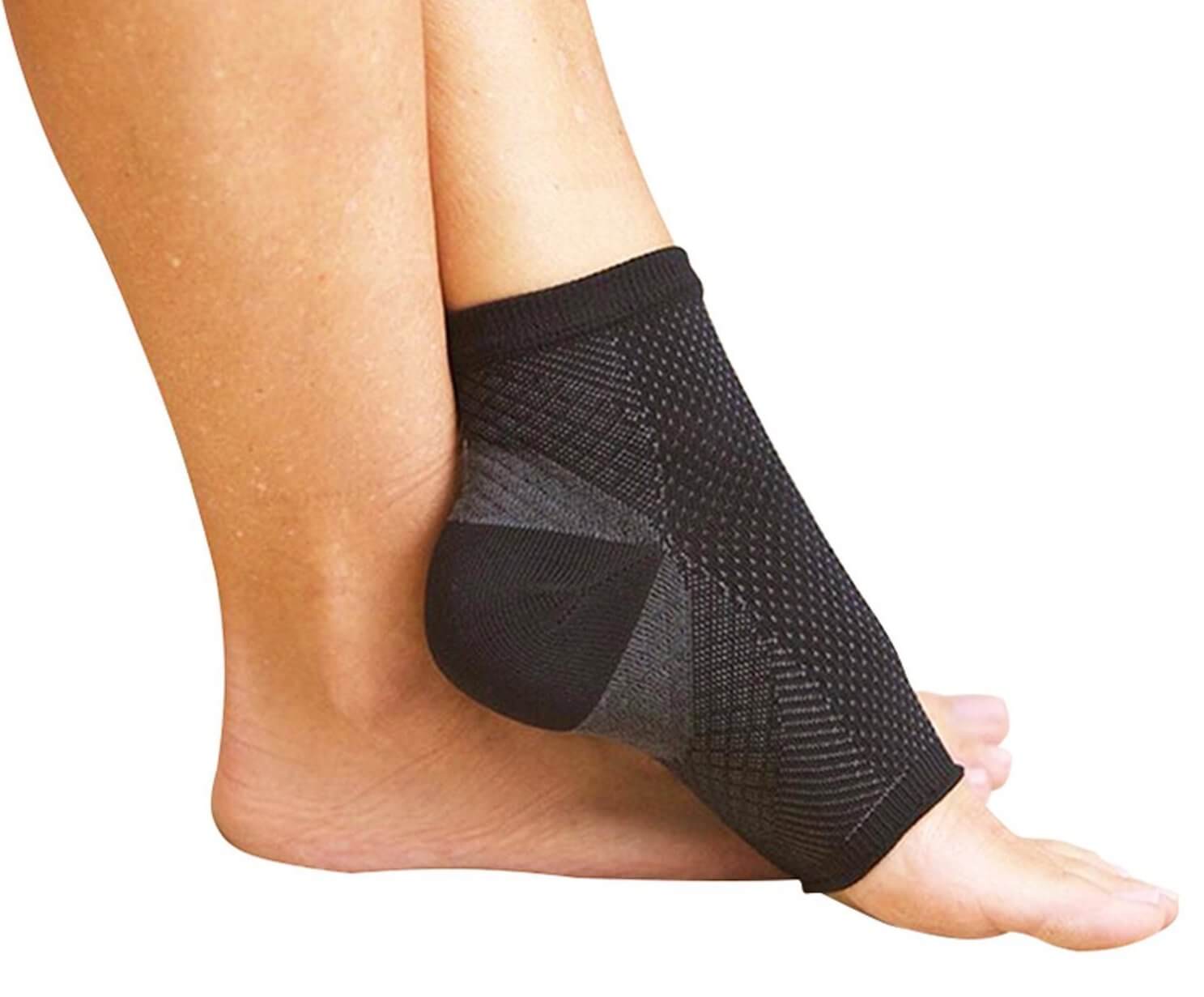 A pair of Anti-Fatigue Compression Socks designed for improved circulation and swelling relief, featuring a breathable fabric and targeted compression zones.