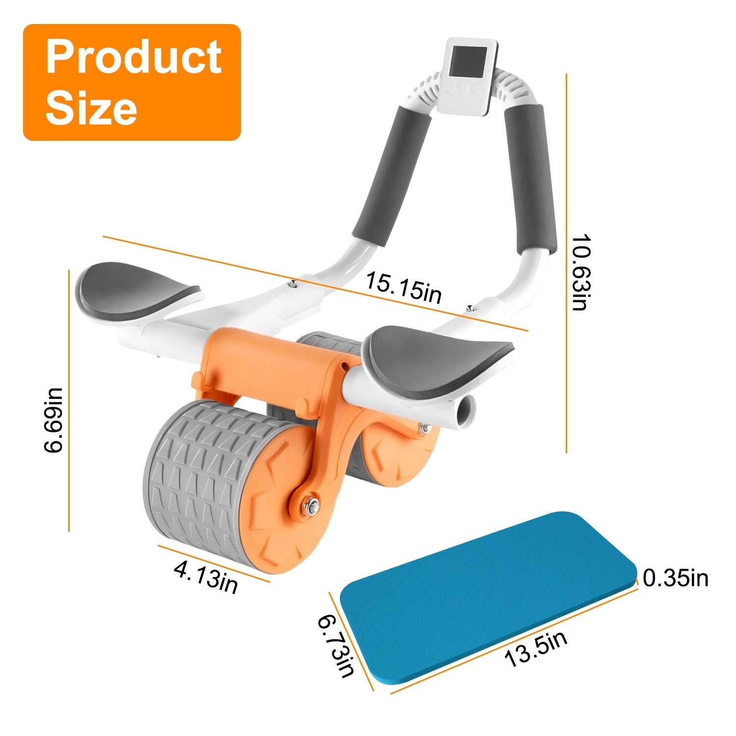 Automatic Rebound Abdominal Wheel Roller with double wheels, anti-slip rubber tracks, and comfortable grips for core workouts.