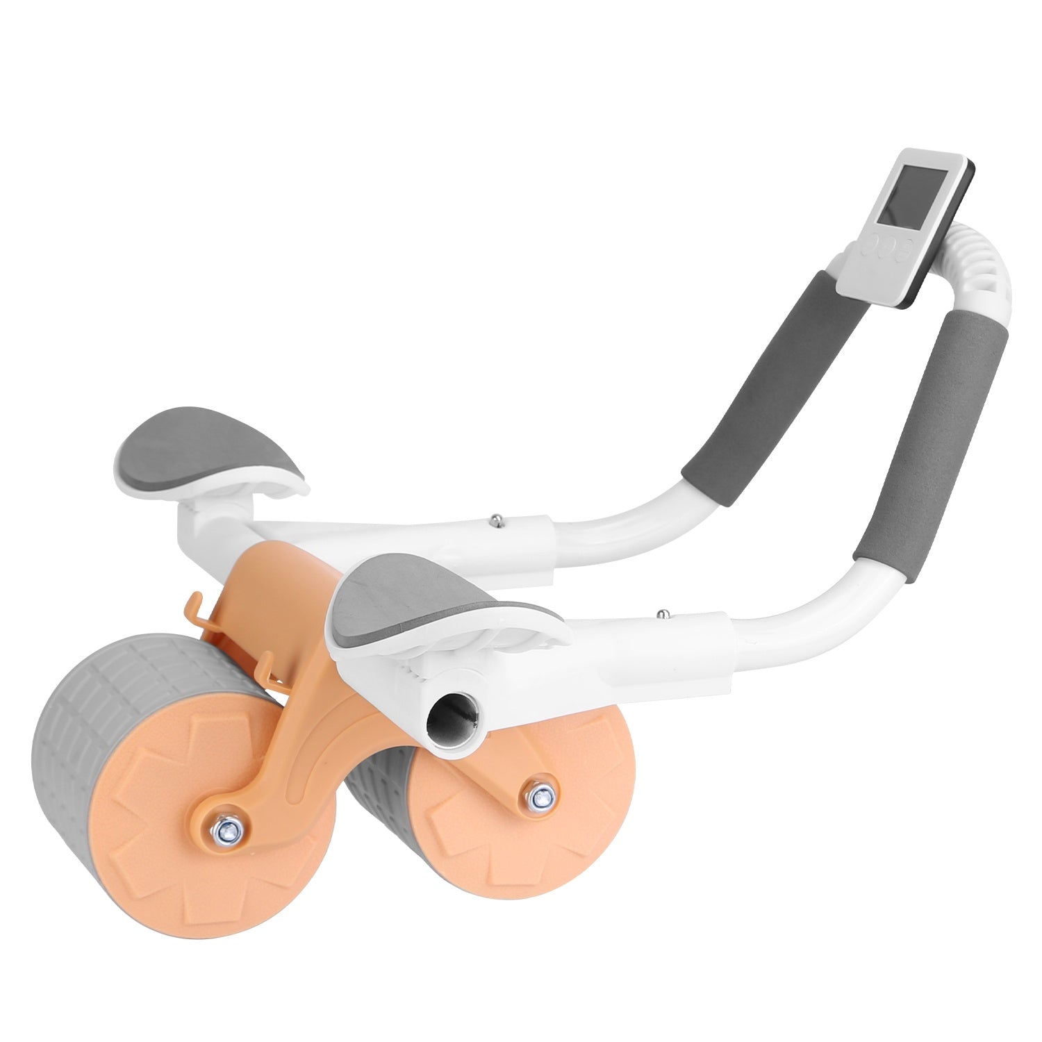 Automatic Rebound Abdominal Wheel Roller with double wheels, anti-slip rubber tracks, and comfortable grips for core workouts.