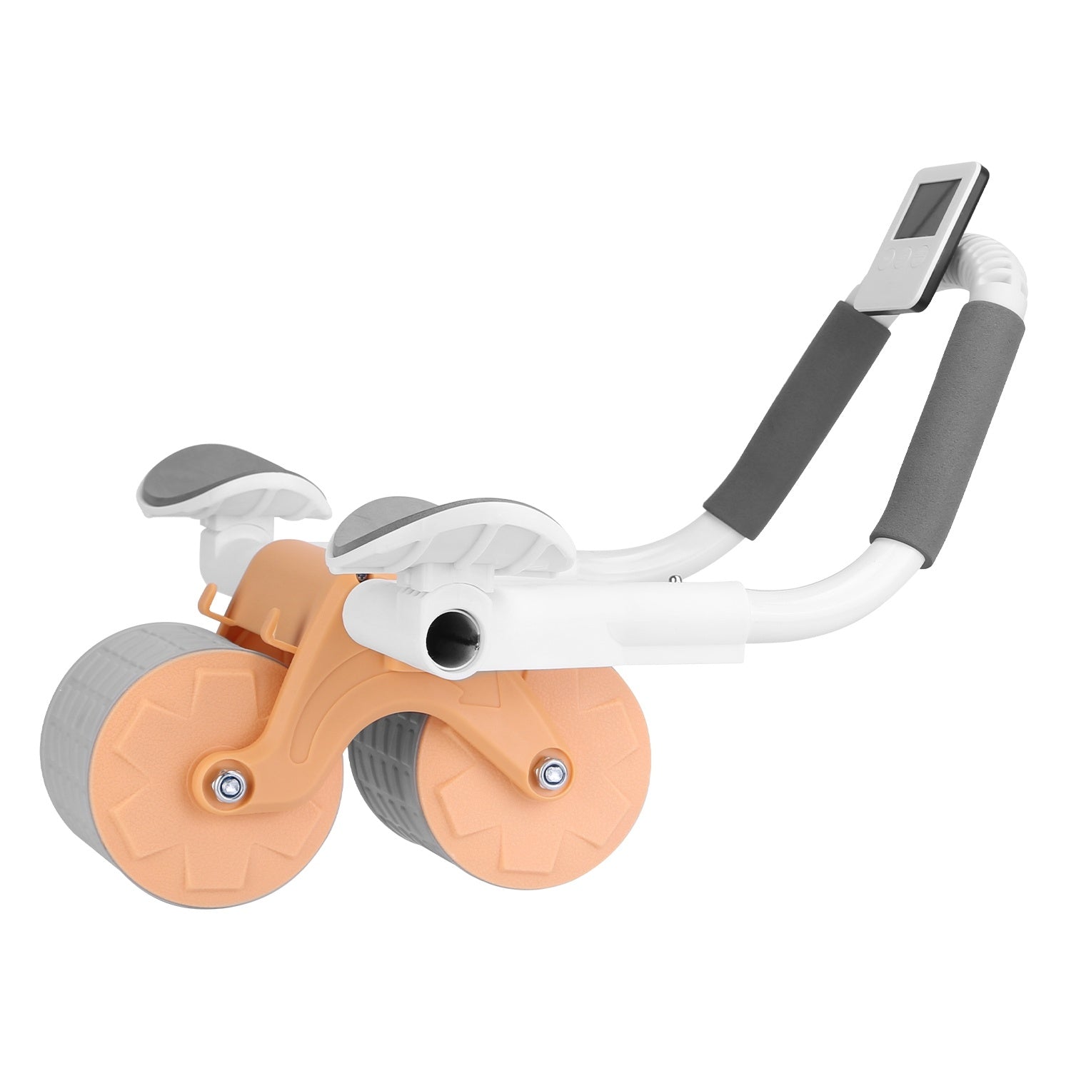 Automatic Rebound Abdominal Wheel Roller with double wheels, anti-slip rubber tracks, and comfortable grips for core workouts.