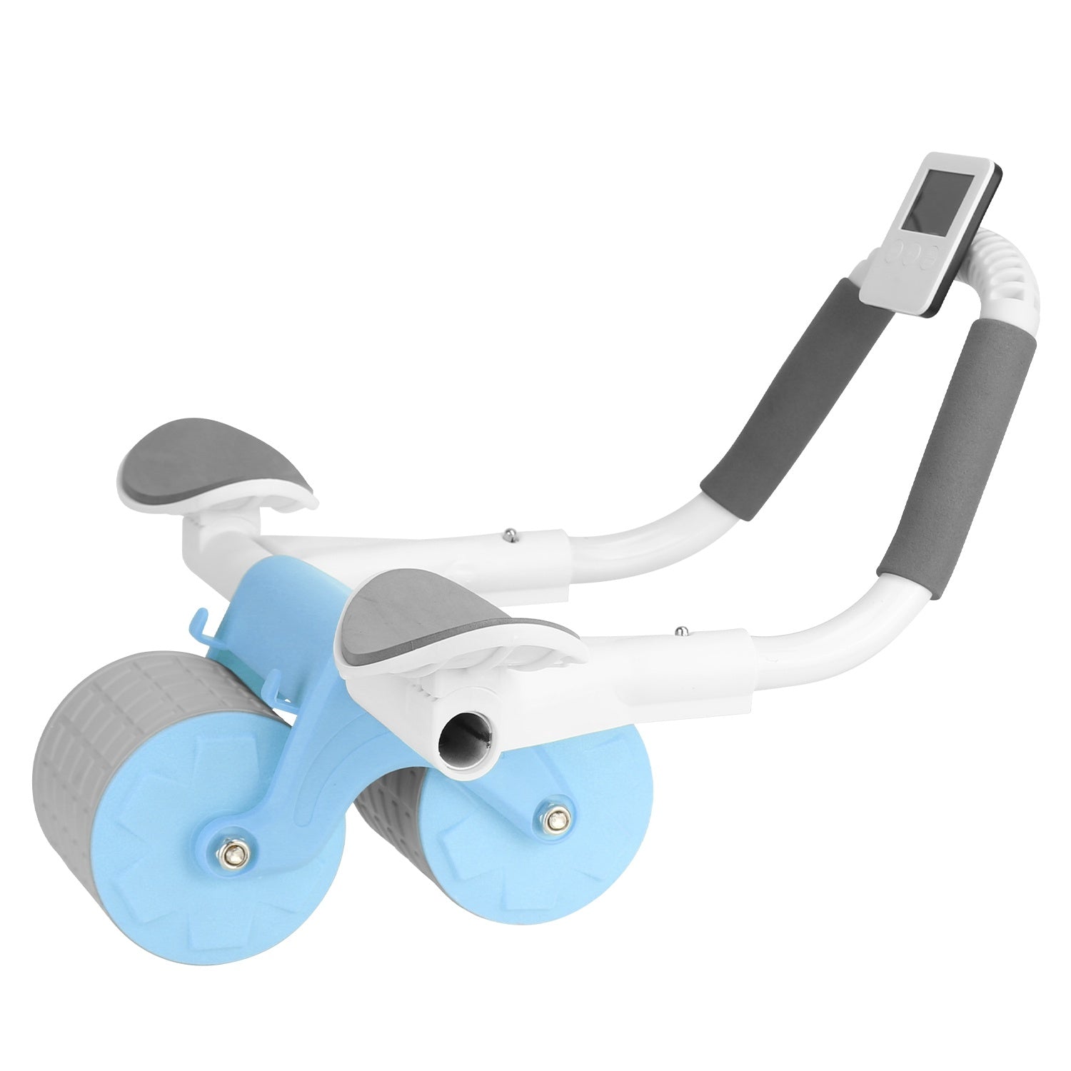 Automatic Rebound Abdominal Wheel Roller with double wheels, anti-slip rubber tracks, and comfortable grips for core workouts.