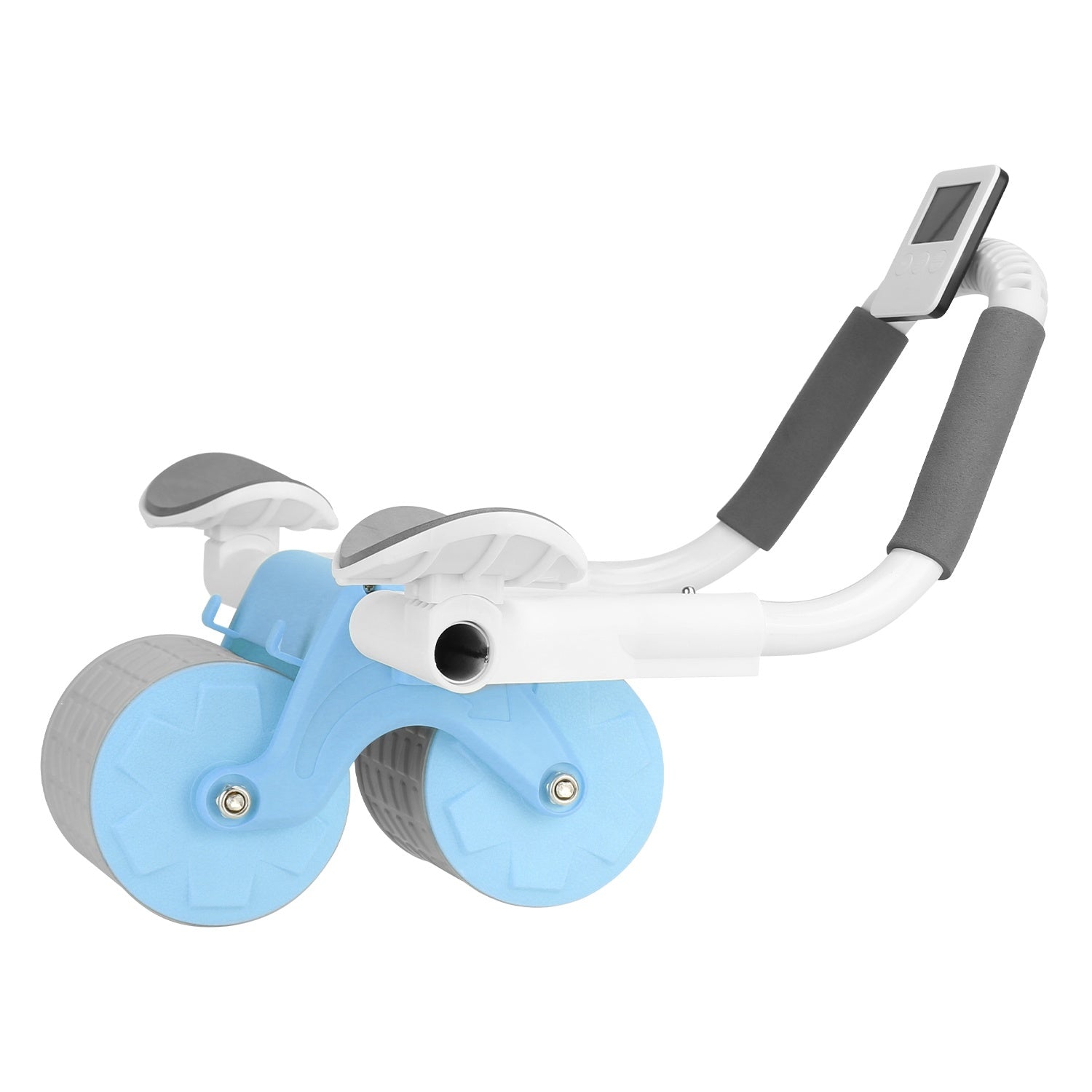 Automatic Rebound Abdominal Wheel Roller with double wheels, anti-slip rubber tracks, and comfortable grips for core workouts.